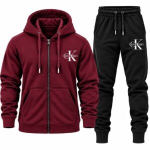 Ανδρικό Σετ Φόρμας Calvin Klein με ζακέτα-Μπορντο-Μαύρο